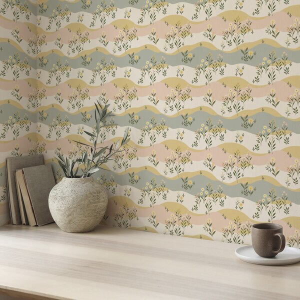 Tapety Zvlněné luční květy v pastelovém minimalistickém stylu, Tapety květiny, a00396 : uwalls.cz