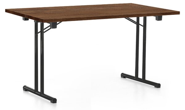 Skládací stůl 140 x 80 cm, černá podnož, dub silverjack