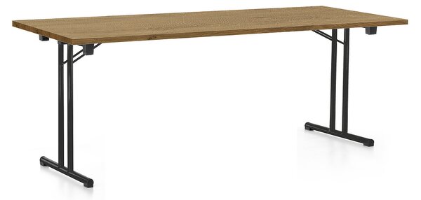 Skládací stůl 200 x 80 cm, černá podnož, dub kamenný