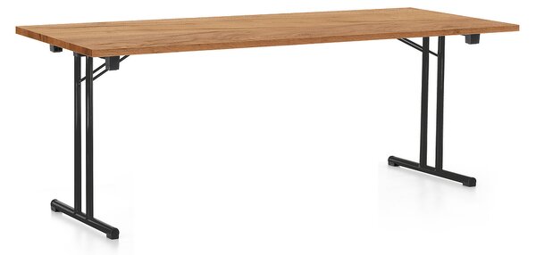 Skládací stůl 200 x 80 cm, černá podnož, dub kraft