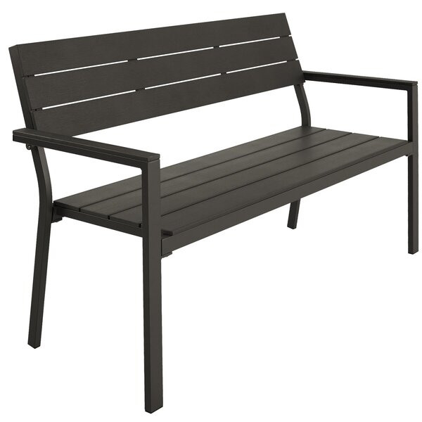 Tectake Zahradní lavička Line pro dvě osoby s hliníkovým rámem 128 x 59 x 88 cm - tmavě šedá