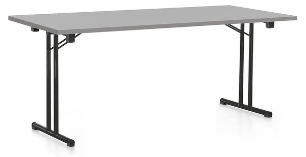 Skládací stůl 180 x 80 cm, černá podnož, světle šedá