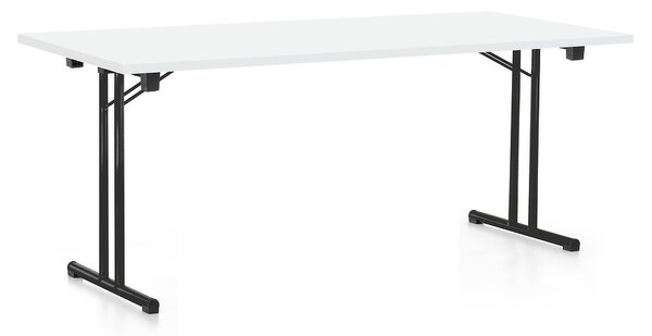 Skládací stůl 180 x 80 cm, černá podnož, bílá