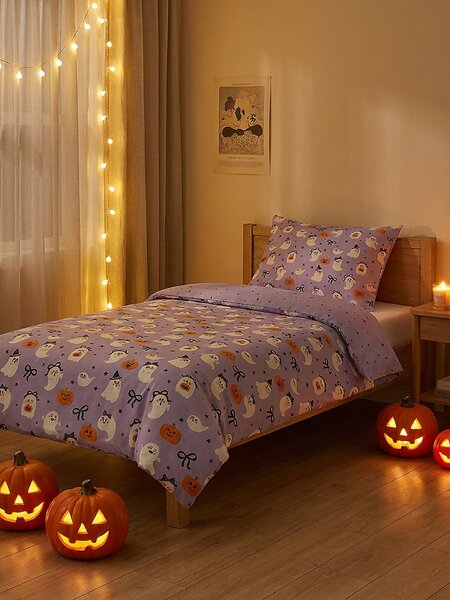 Sinsay - Sada ložního prádla s halloweenským motivem - fialová