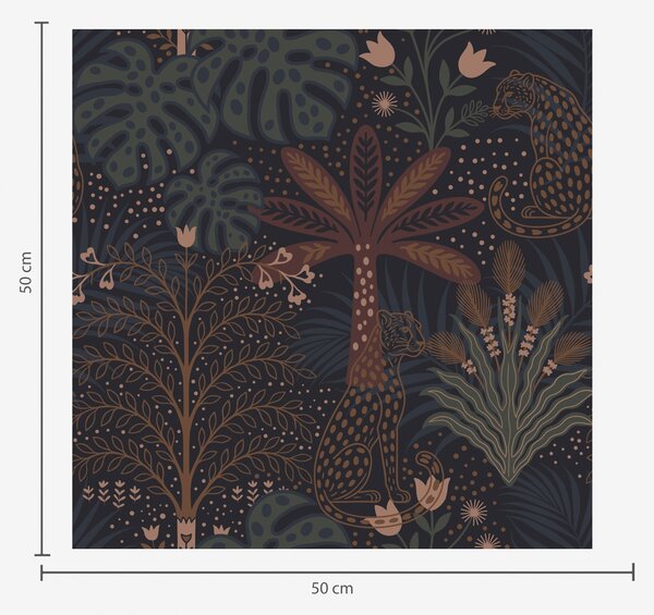 Tapety Tmavá džungle s leopardy, palmami a květinami, Tapety květiny, a00424 : uwalls.cz
