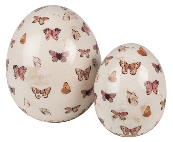 Dekorace keramické vajíčko s motýlky Butterfly Paradise L – 14x16 cm