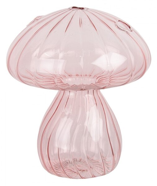 Růžová skleněná dekorace houbička Avonturen – 13x15 cm Ř Pink