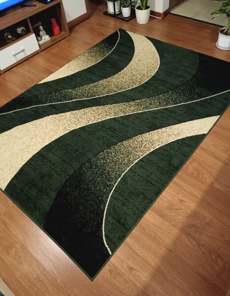 Moderní koberec Tap - vlnky 5 - krémový/zelený Rozměr koberce: 130x190 cm