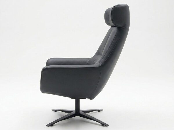 Kožené designové otočné křeslo s vysokým opěrem BE ORGANIC, kůže Prestige+ Nero