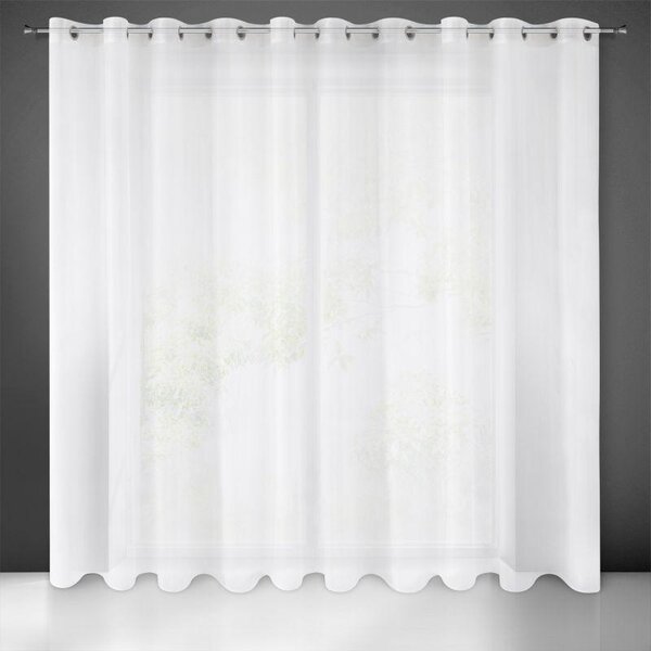 Bílá záclona na kroužcích ESEL vyrobena z hladké lesklé látky 350x250 cm