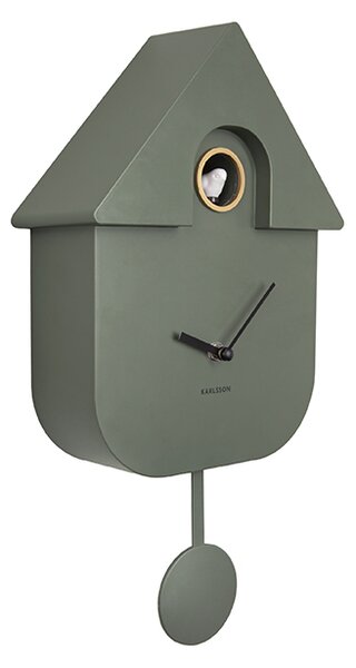 Nástěnné hodiny Modern Cuckoo ABS zelená džungle KARLSSON (barva-šedozelená)