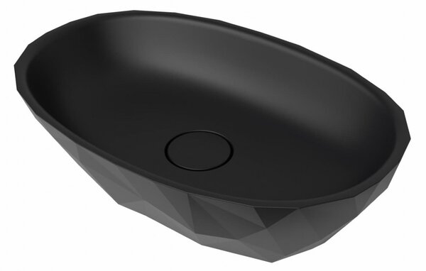 Umyvadlo na desku SAT Meda 56x37 cm černá mat bez otvoru pro baterii, bez přepadu SATME5637C