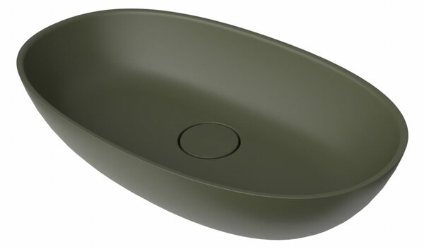 Umyvadlo na desku SAT Aula 60x36 cm zelená mat bez otvoru pro baterii, bez přepadu SATAU6036G