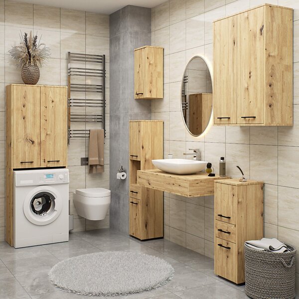 Ak furniture Závěsná koupelnová skříňka Fin 30 cm dub artisan