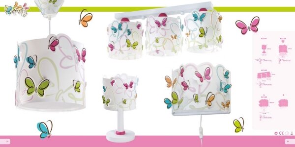 Dalber D-62143 - Dětské stropní svítidlo BUTTERFLY 3xE27/60W/230V