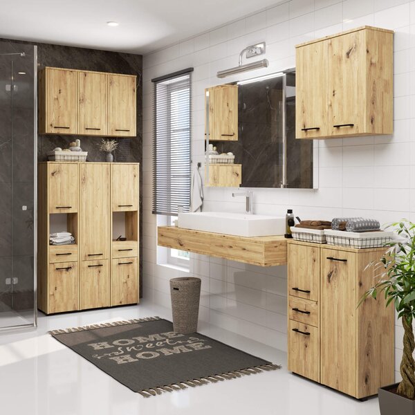 Ak furniture Závěsná koupelnová skříňka Fin 30 cm dub artisan