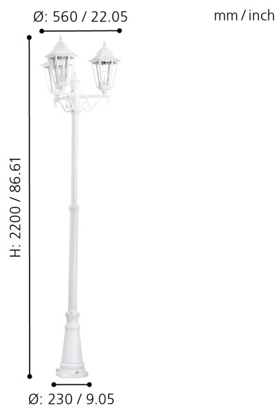Eglo 93454 Venkovní lampa NAVEDO 3xE27/60W/230V IP44