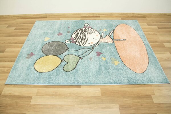 Makro Abra Dětský kusový koberec Lima 9393B Baletka modrý růžový Rozměr: 100x150 cm
