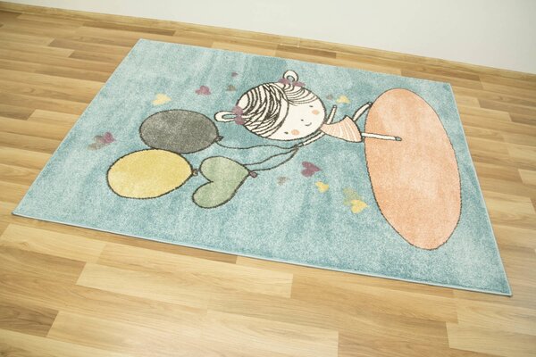 Makro Abra Dětský kusový koberec Lima 9393B Baletka modrý růžový Rozměr: 100x150 cm