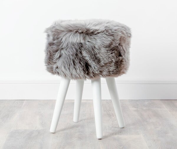 Stolička se šedým sedákem z ovčí kožešiny Native Natural White, ⌀ 30 cm