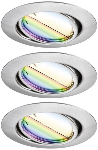 Paulmann 92467 LED vestavné svítidlo, LED, 14.7 W, železo (kartáčované), sada 3 ks