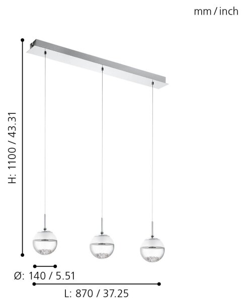 Eglo 93784 - LED Závěsné svítidlo MONTEFIO 1 3xLED/5W/230V