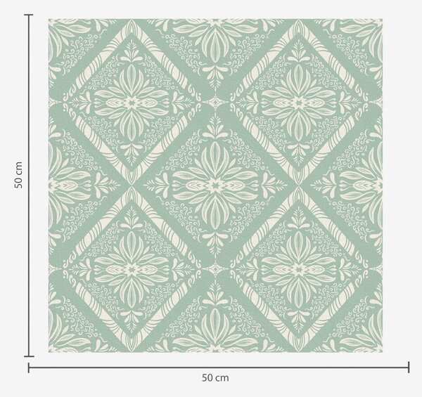 Tapety Tyrkysový a béžový geometrický vzor s kudrlinkami, Tapety orientální, a00466 : uwalls.cz