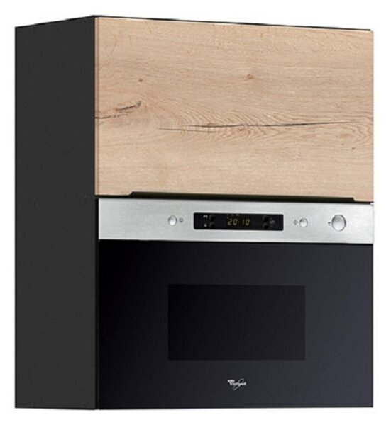 BRW Kuchyně Family Line Sole L6 GMO-60/72-O, černá/dub halifax natura