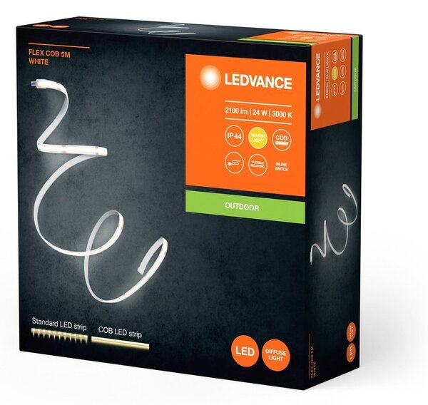 Venkovní LED COB pásek 24 W FLEX 5m, teplá bílá