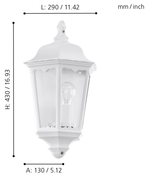 Eglo 93448 - Venkovní nástěnné svítidlo NAVEDO 1xE27/60W/230V IP44
