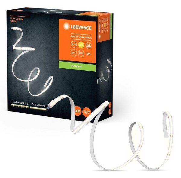 Venkovní LED COB pásek 24 W FLEX 5m, teplá bílá