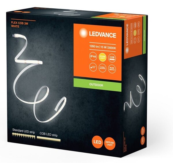 Venkovní LED COB pásek 15 W FLEX 3m, teplá bílá
