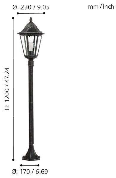 Eglo 93463 - Venkovní lampa NAVEDO 1xE27/60W/230V IP44