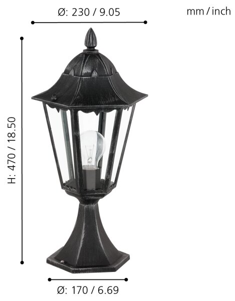 Eglo 93462 - Venkovní lampa NAVEDO 1xE27/60W/230V IP44