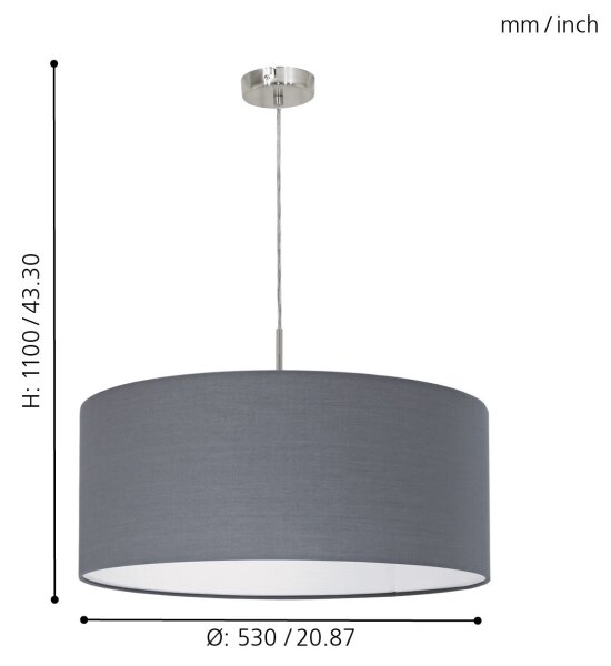 Eglo 31577 - Lustr na lanku PASTERI 1xE27/60W/230V