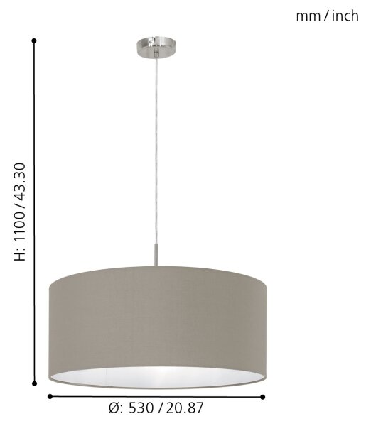 Eglo 31576 - Lustr na lanku PASTERI 1xE27/60W/230V