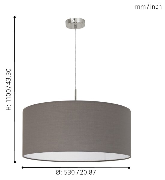 Eglo 31578 - Lustr na lanku PASTERI 1xE27/60W/230V