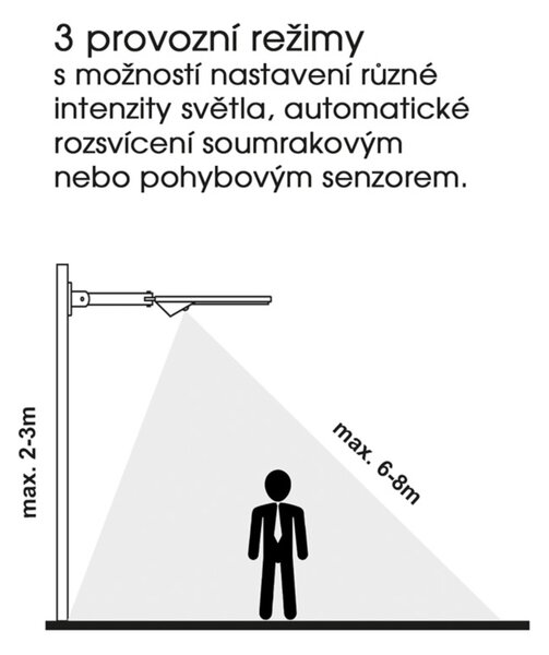 Ecolite Solární AKU veř. osv., 3.7V/2000mAh, 3000K, IP65 SSL-100