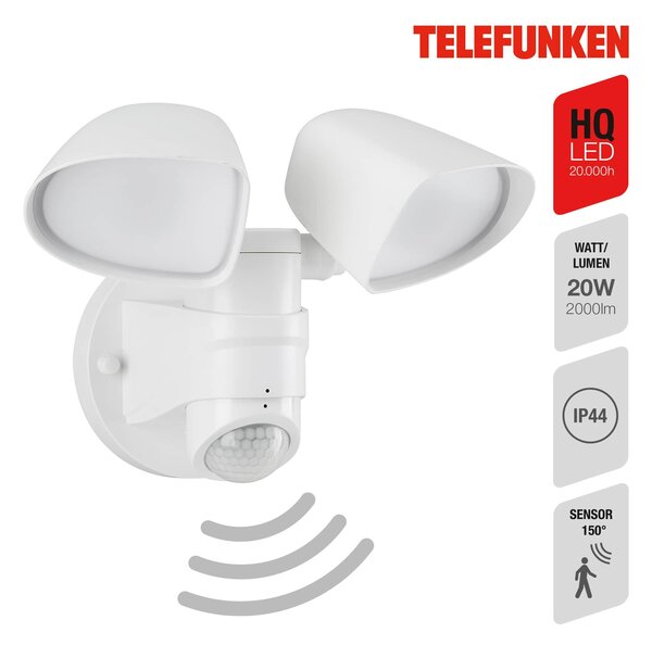 BRILONER TELEFUNKEN LED venkovní svítidlo 25,8 cm 2x10W 1000lm bílé TF 304606TF