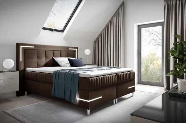 Manželská postel 180x200 RONA 2 - hnědá + topper ZDARMA