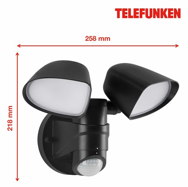 BRILONER TELEFUNKEN LED venkovní bodové svítidlo s čidlem, 21,8 cm, 20 W, černá TF 304605TF