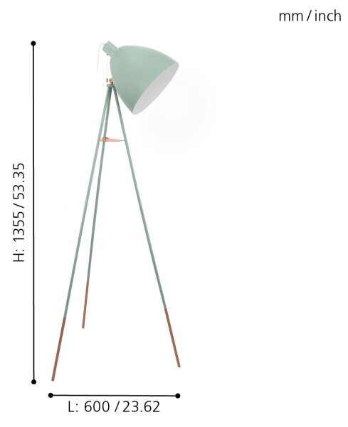 Eglo 49342 - Stojací lampa DUNDEE 1xE27/60W/230V