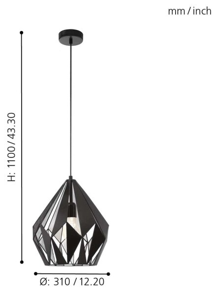 Eglo 49255 - Lustr CARLTON 1 1xE27/60W/230V
