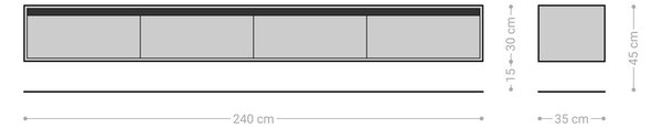 DELIFE Designový TV stolek Stonegrace 240 cm akácie přírodní břidlice 4 dvířka závěsný