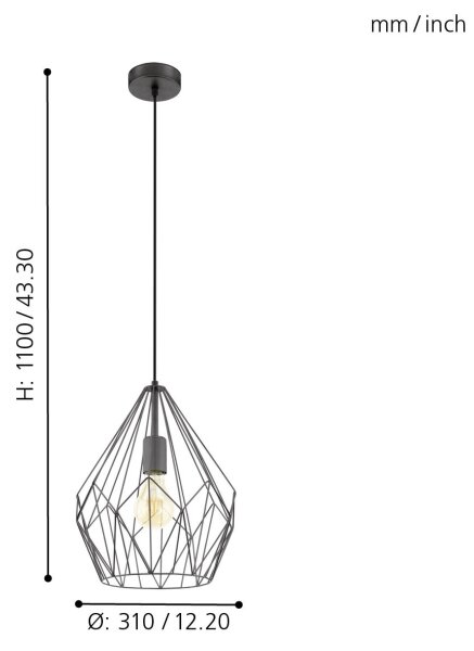 Eglo 49257 - Lustr CARLTON 1xE27/60W/230V