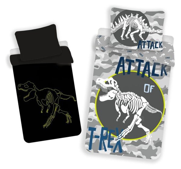 Povlečení T-rex svítící Bavlna, 140/200, 70/90 cm