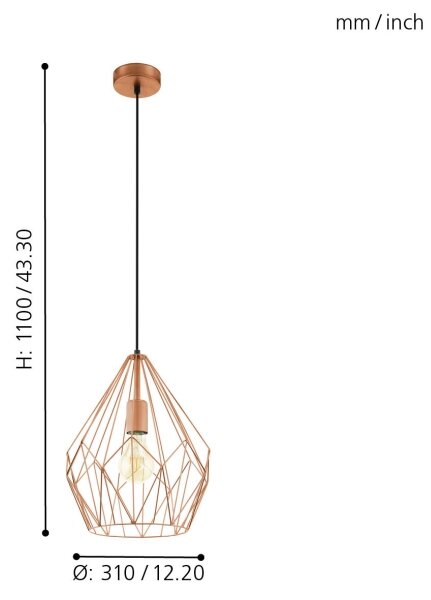 Eglo 49258 - Lustr CARLTON 1xE27/60W/230V