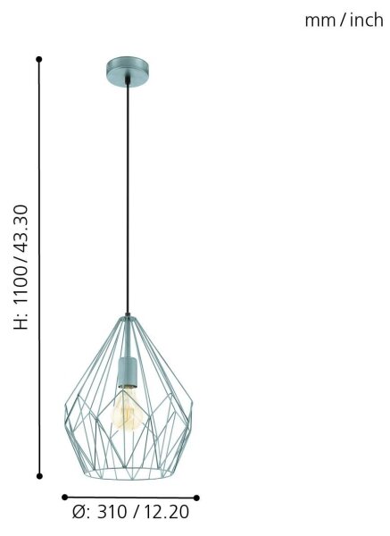 Eglo 49259 - Lustr CARLTON 1xE27/60W/230V