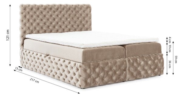 Čalouněná manželská postel 200x200 WANEKA - černá + topper ZDARMA