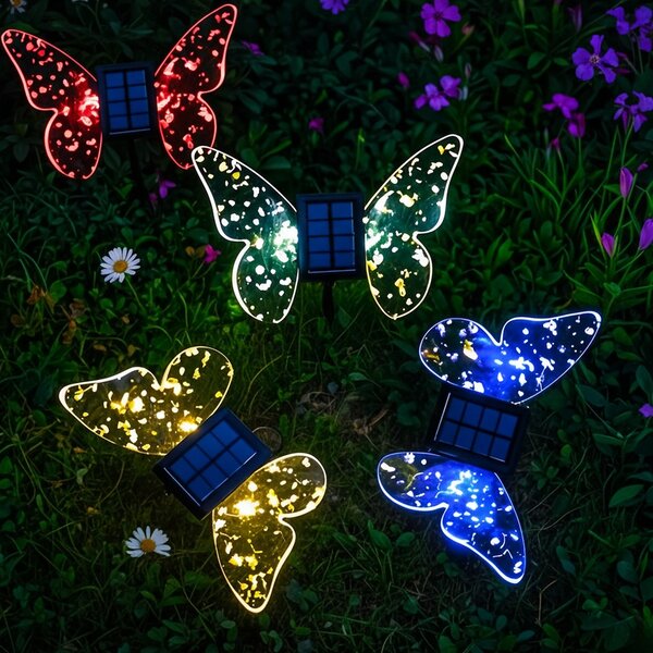 Exteriérové ​​solární zapichovací svítidlo Butterfly, RGB